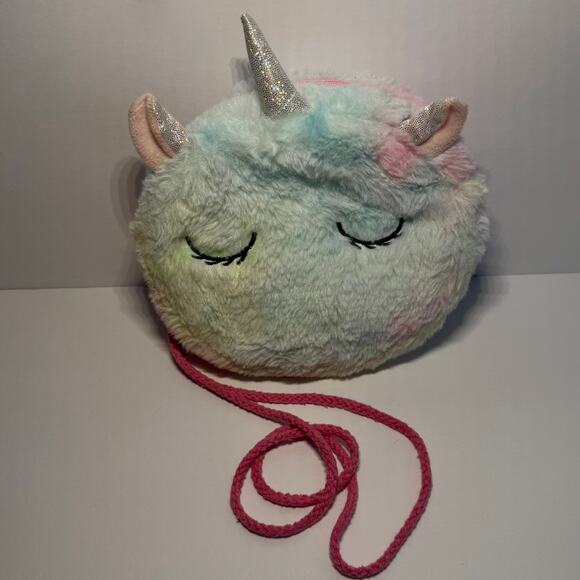 🦄 Unicorn Crossbody Purse for Kids Child Plush Fluffy Soft Rainbow Bag Glitter - Picture 2 of 6